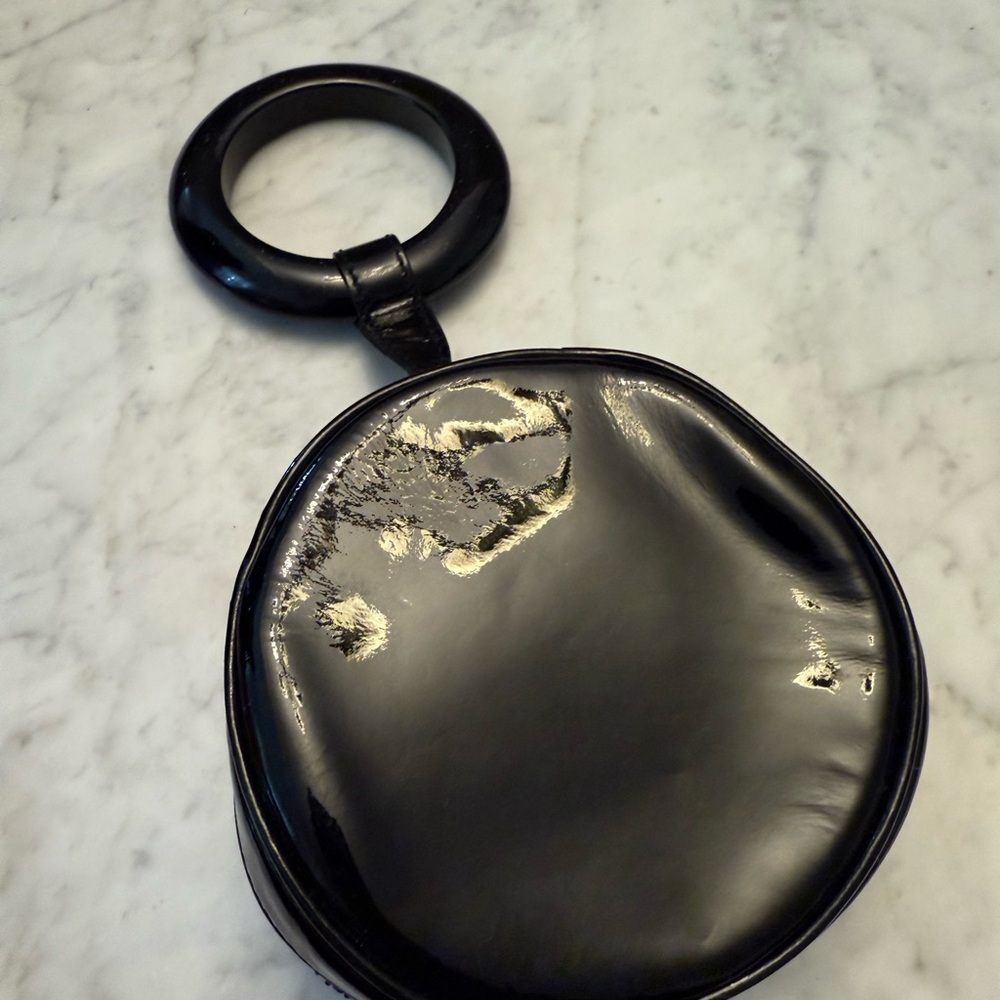 Black Circular Handbag with Handle